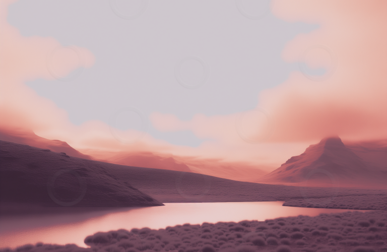 Dreamy pink mountain landscape.