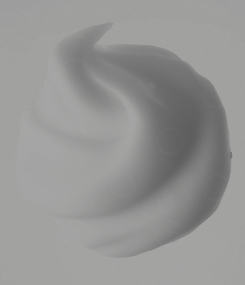 Monochrome white foam sculpture on a grey background.